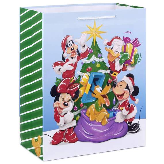 9" Disney Mickey and Minnie in Christmas Wreath Gift Bag, , large image number 1