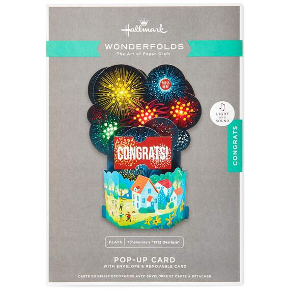 Festive Fireworks Pop Up Musical Congratulations Card With Light, , large image number 5