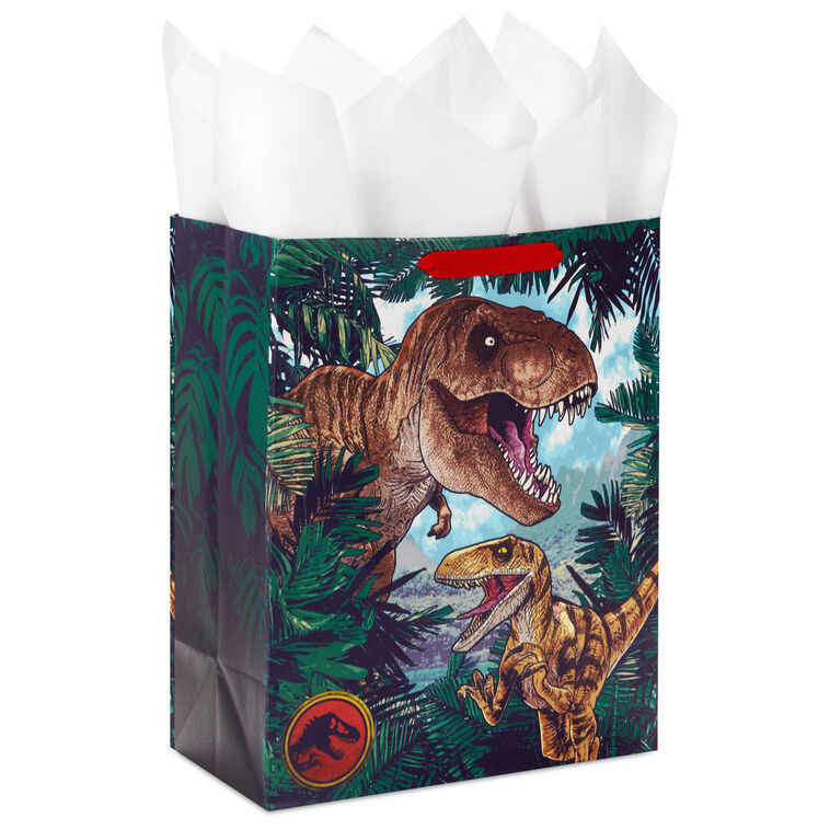 13" Jurassic Park T-Rex Territory Large Gift Bag With Tissue Paper