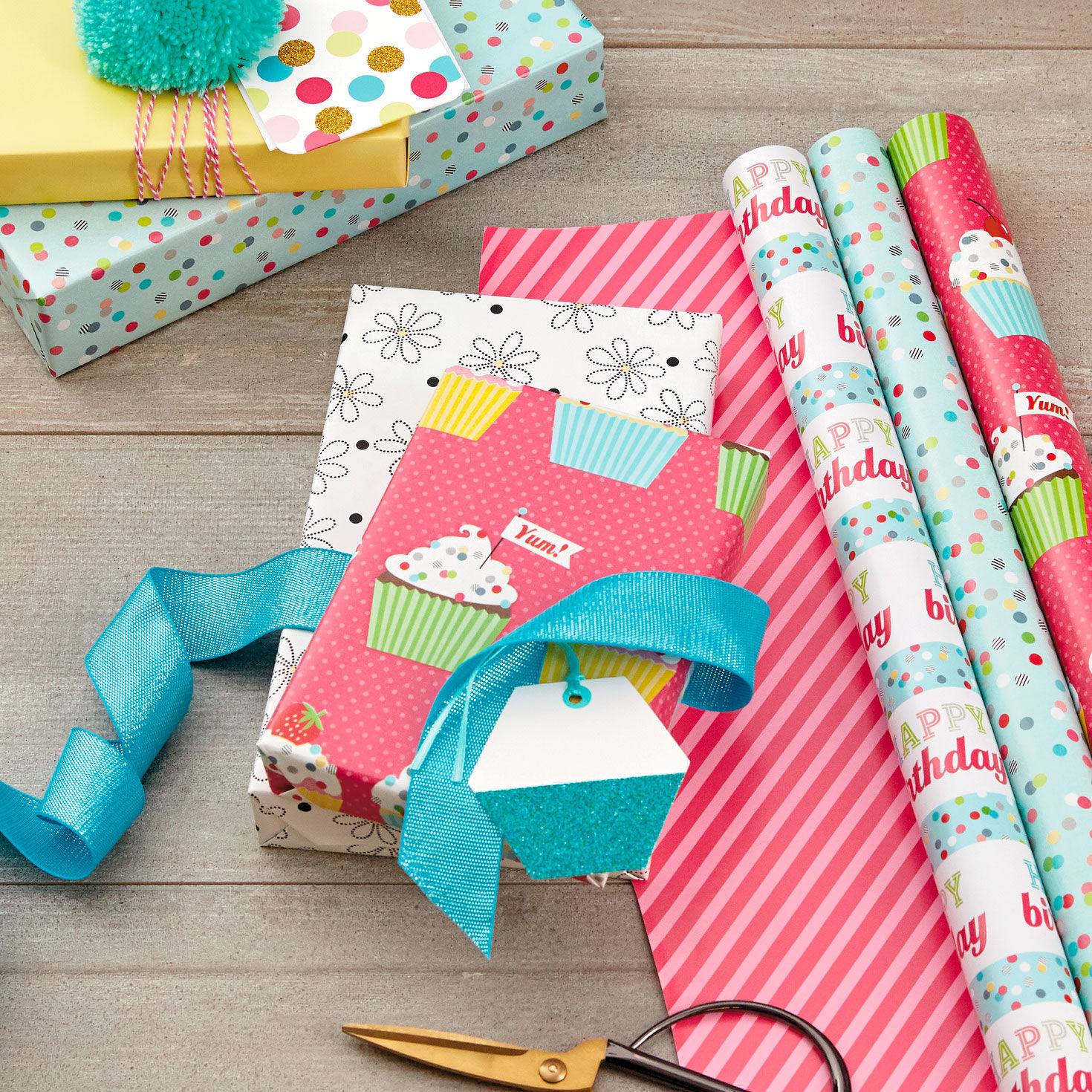 Sweet Birthday 3-Pack Reversible Wrapping Paper, 75 sq. ft. total for only USD 16.99 | Hallmark