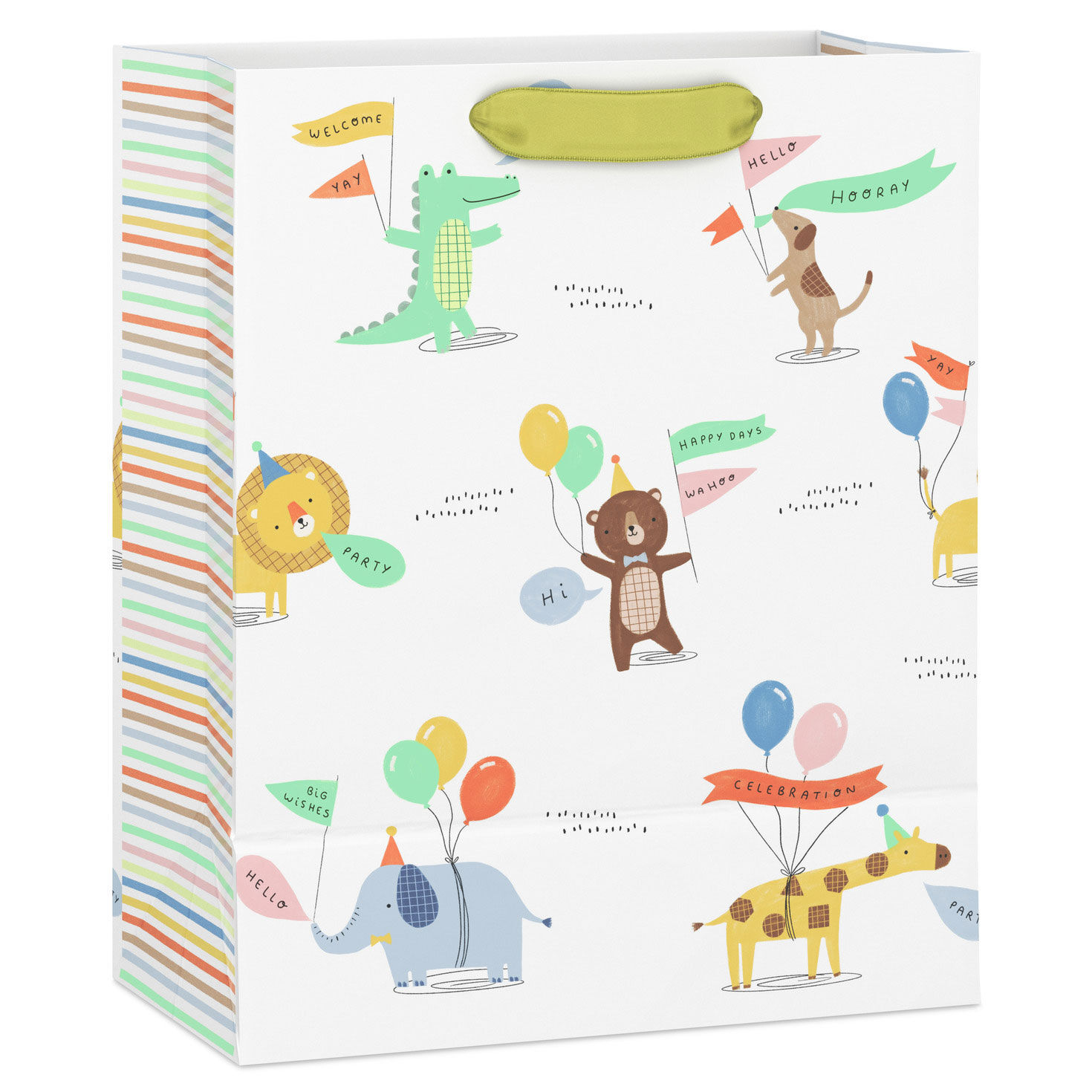 Cute Party Animals on White Medium Gift Bag Back image number 6
