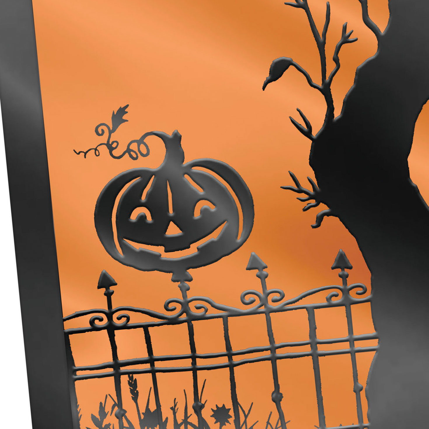 Pumpkin on Wrought Iron Fence Halloween Card, , large image number 4