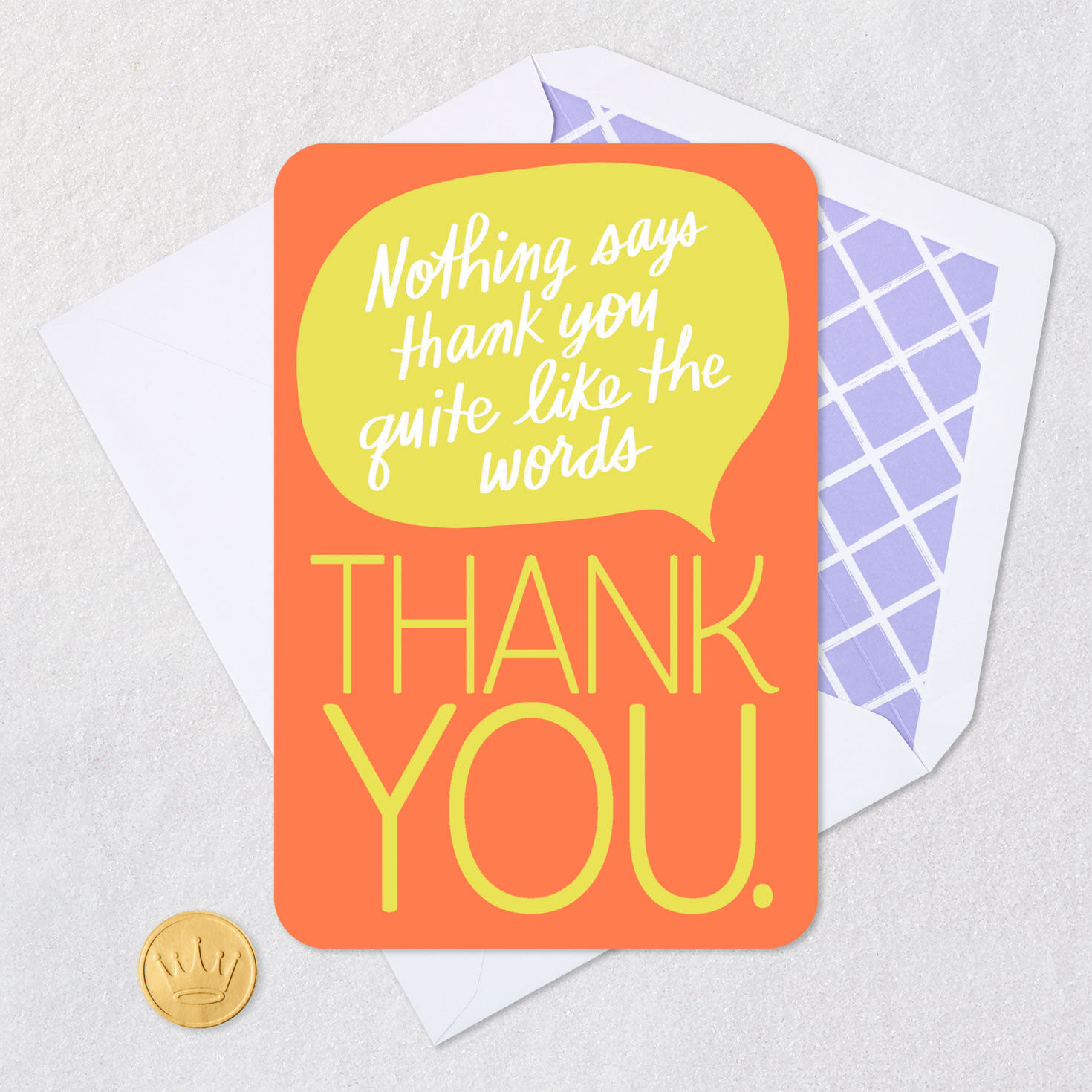 Orange and Yellow Word Bubble Thank You Card Card Front with Envelope and Gold Seal image number 5