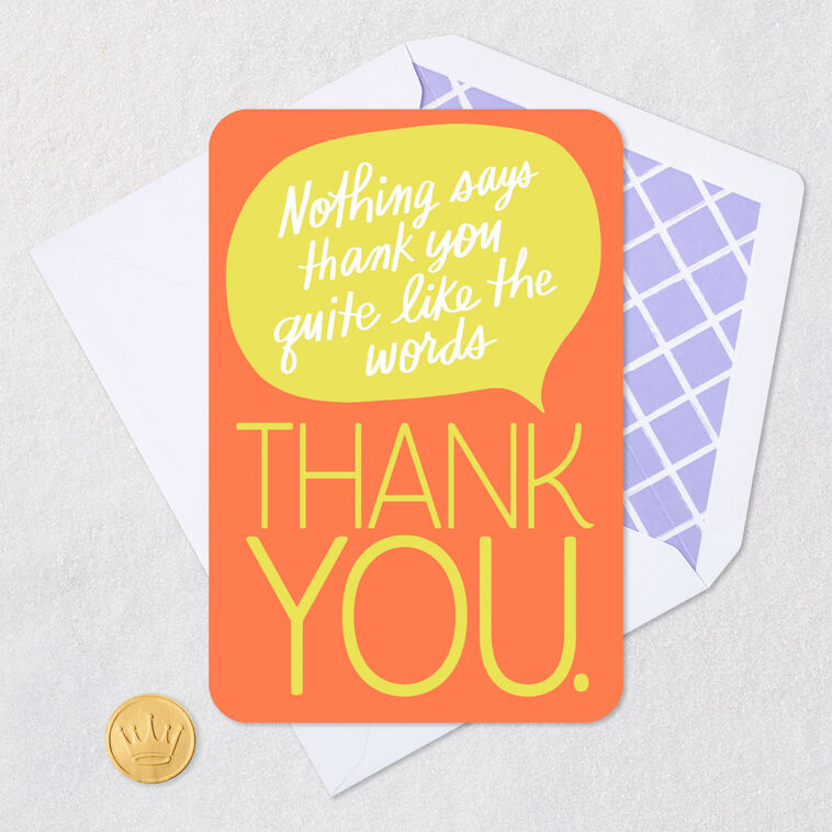 Orange and Yellow Word Bubble Thank You Card Card Front with Envelope and Gold Seal image number 5