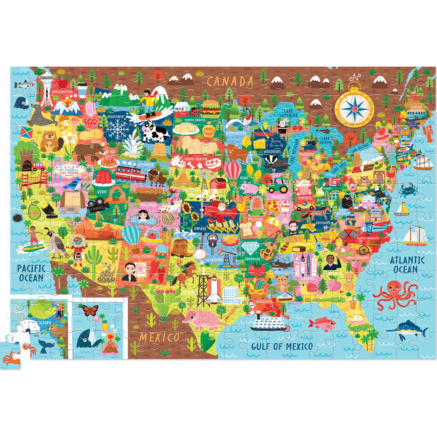 Crocodile Creek Map of the USA 200-Piece Puzzle flat image number 2