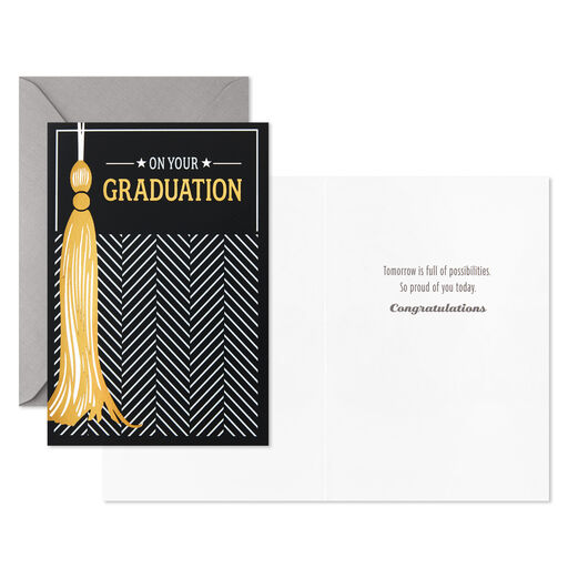 Assorted Black, White and Gold Graduation Cards, Pack of 12, 