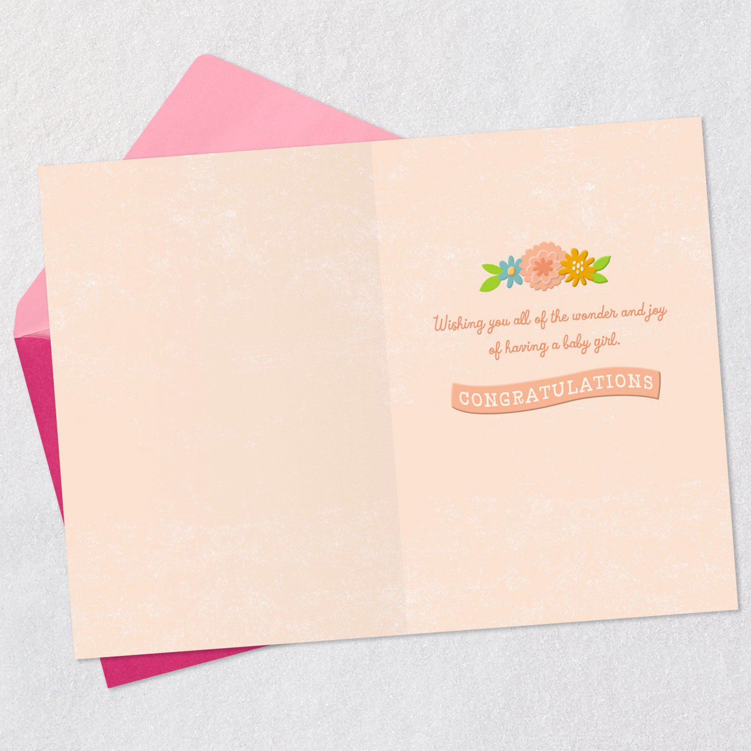 Blue and Peach Floral Baby Girl Card  image number 3