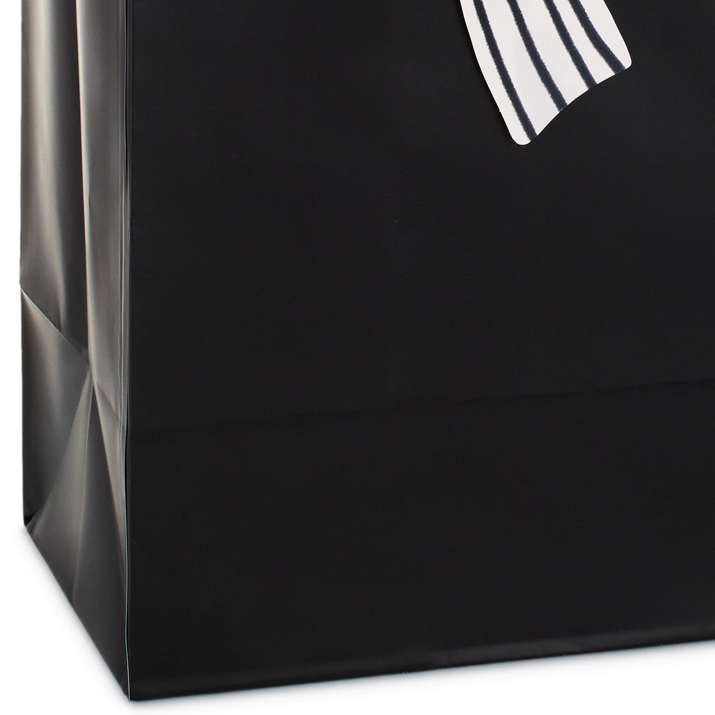 Solid Black Large Holiday Gift Bag with Bow Base/Side Detail image number 5