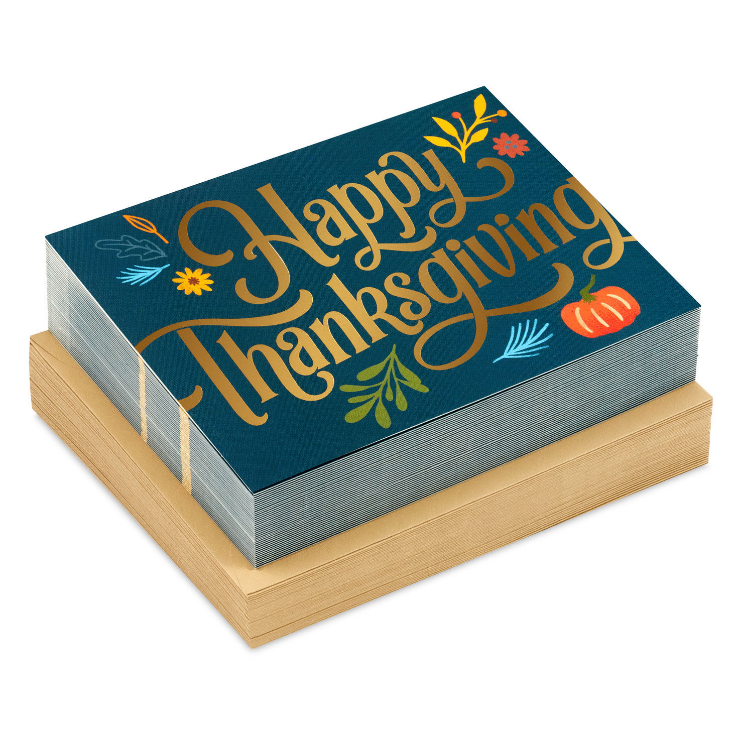 Festive Fall Leaves Boxed Blank Thanksgiving Notes, Pack of 40