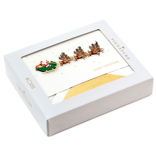 Santa Flying With Reindeer Boxed Christmas Cards, Pack of 8, 