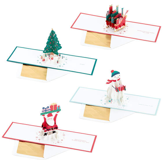 Festive Holiday Wishes Assorted 3D Pop-Up Christmas Cards, Pack of 4, , large image number 2