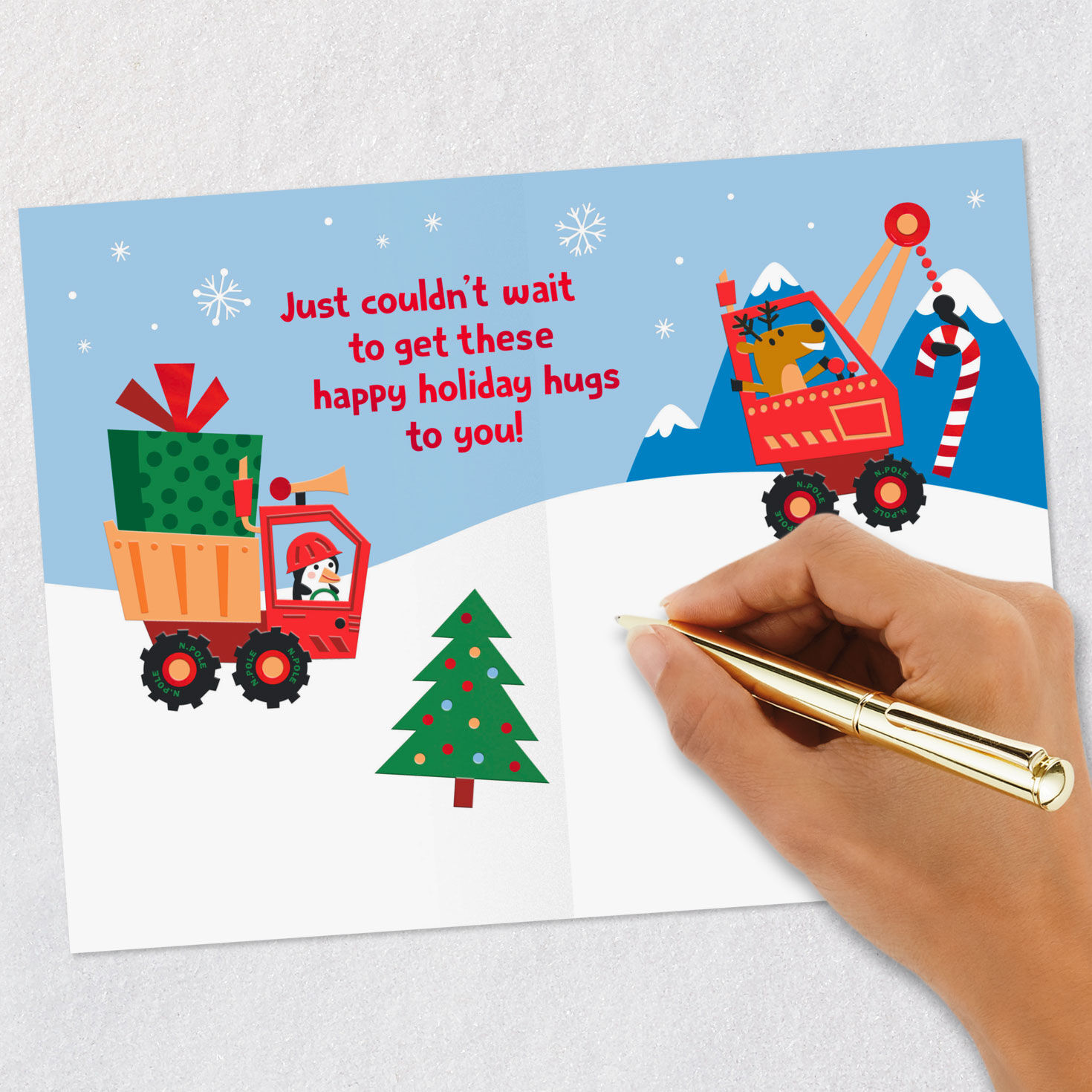 Santa Construction Truck Christmas Card for Grandson Signing card image number 6