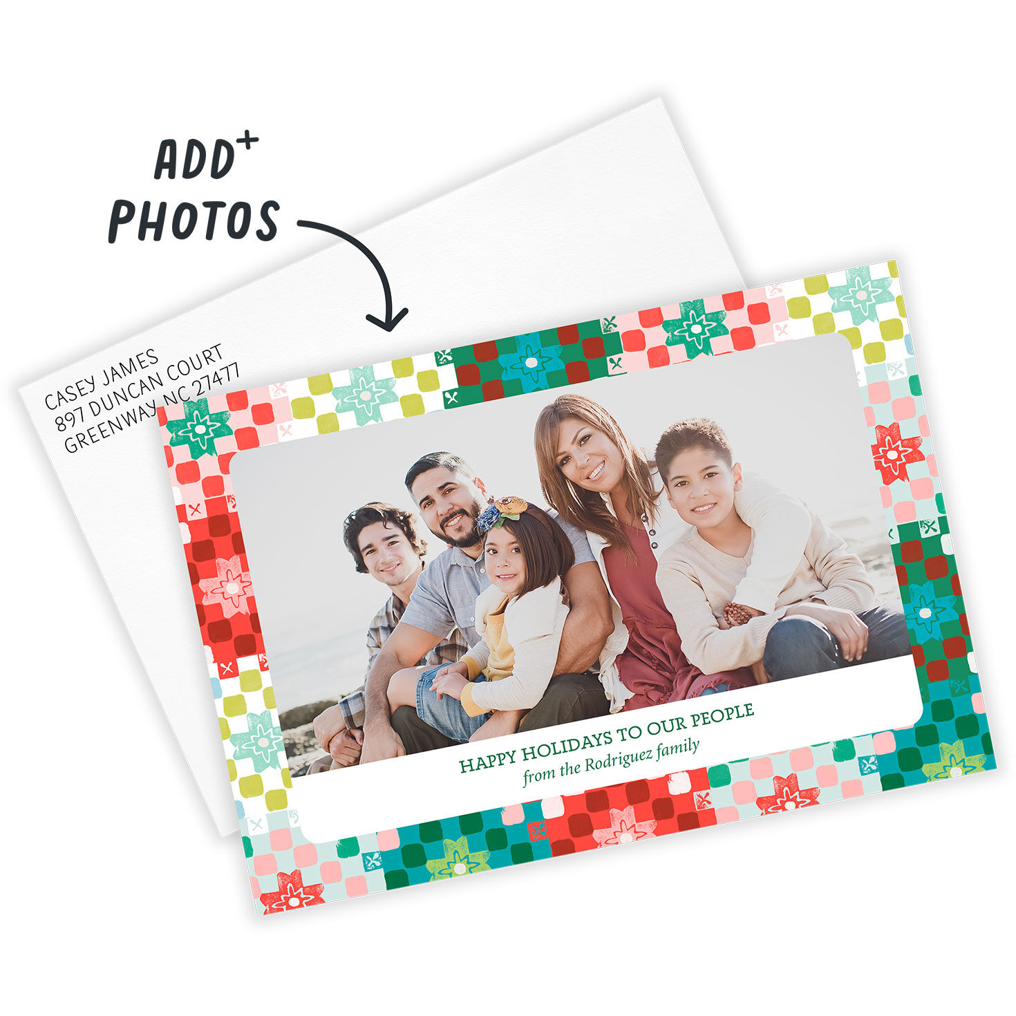 Colorful Patchwork Quilt Flat Holiday Photo Card, , large image number 3
