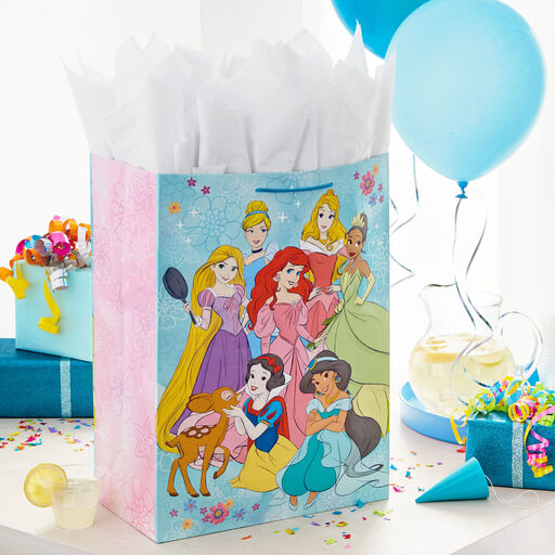 20" Disney Princesses on Aqua Jumbo Gift Bag, 