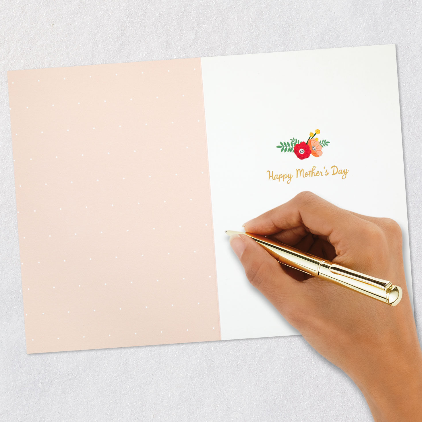 Woman Holding Flower Bouquet Mother's Day Card Signing card image number 6