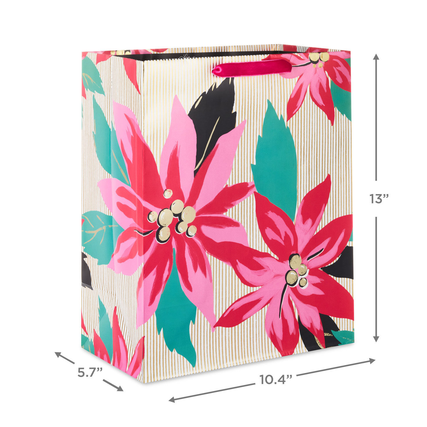 13" Lacey Chabert Collection Pink Poinsettias Large Christmas Gift Bag for only USD 5.49 | Hallmark
