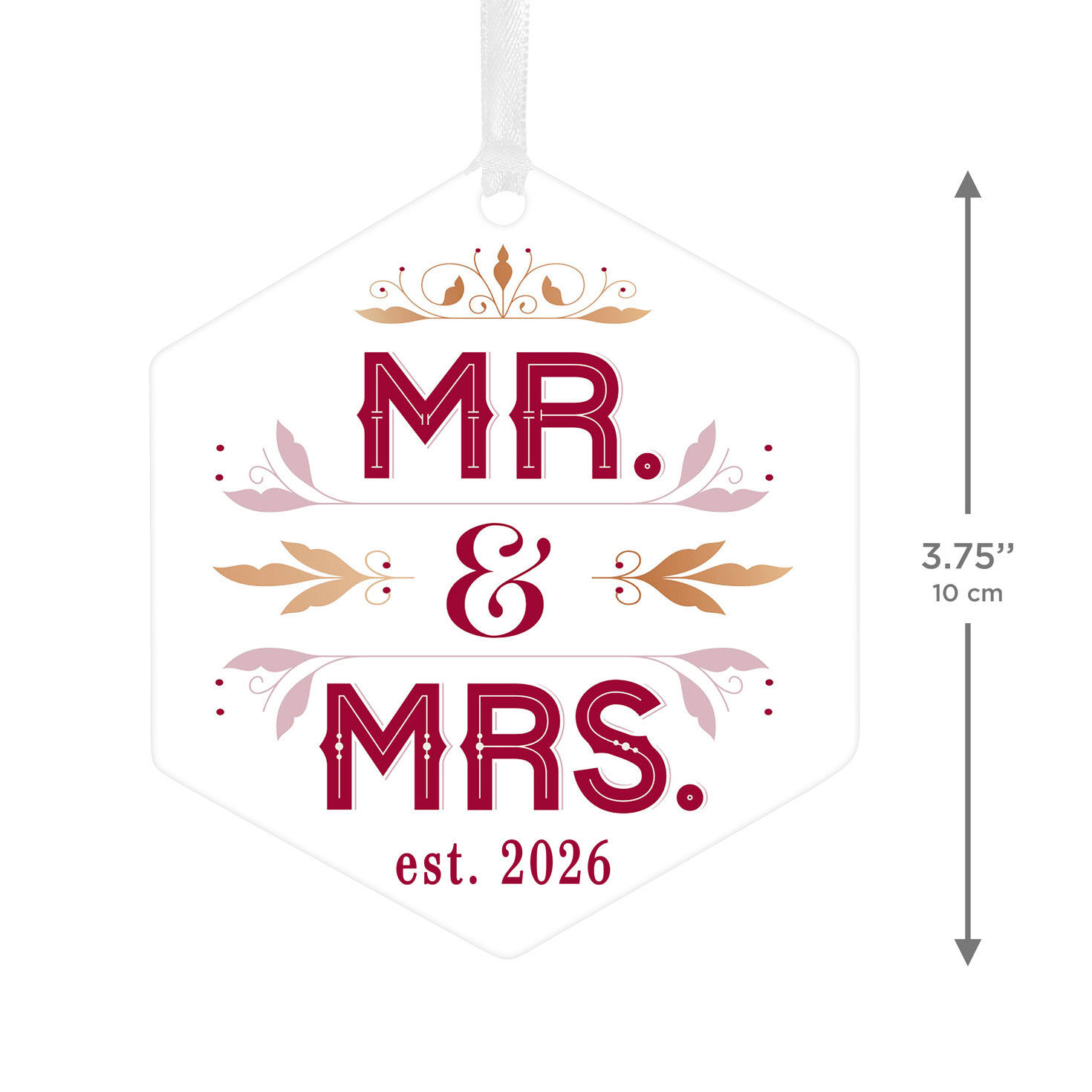 Mr. & Mrs. Personalized Christmas Ornament measurement image number 3