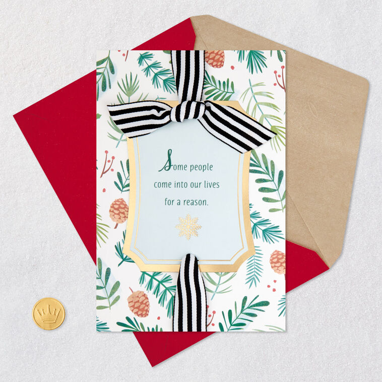 Elegant Pine Cones and Evergreen Sprigs Christmas Card Card Front with Envelope and Gold Seal image number 6