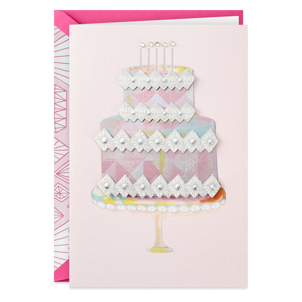 Bling Birthday Cake French Language Birthday Card Greeting Cards
