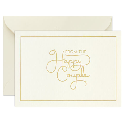 Bulk Ivory and Gold Blank Wedding Thank-You Notes, Box of 100, 