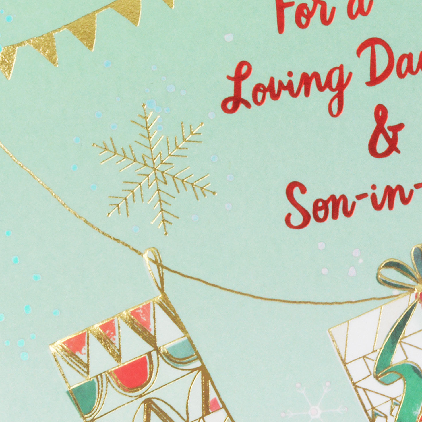 Two Stockings Christmas Card for Daughter & Son-in-Law Card Front Detail image number 5