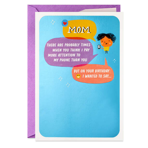 I'm Busy With My Phone Funny Pop-Up Birthday Card for Mom