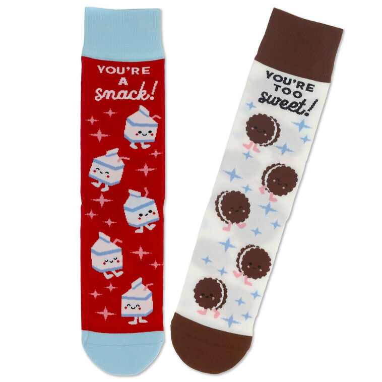 Better Together Milk and Cookies Funny Crew Socks