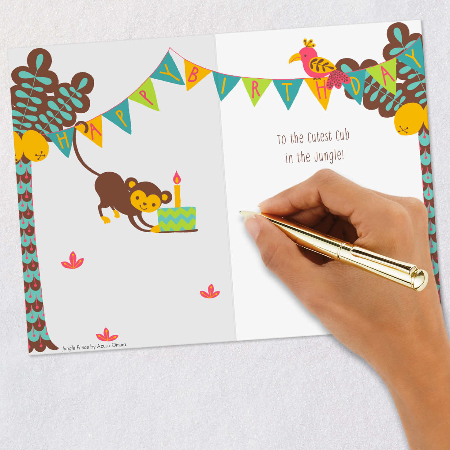 Lion Cub and Balloon Boys First Birthday Card signing card image number 6