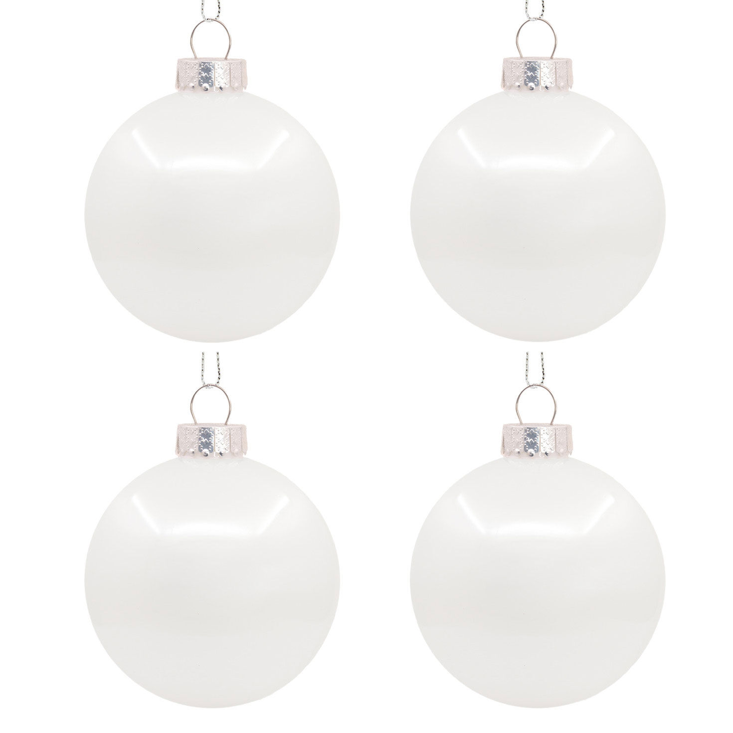 4-Piece Large White Shatterproof Christmas Ornaments Set