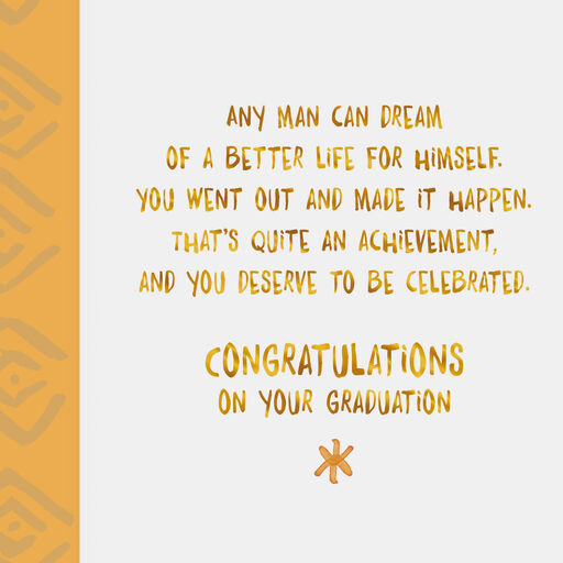 One Man's Dream Graduation Card for Him, 