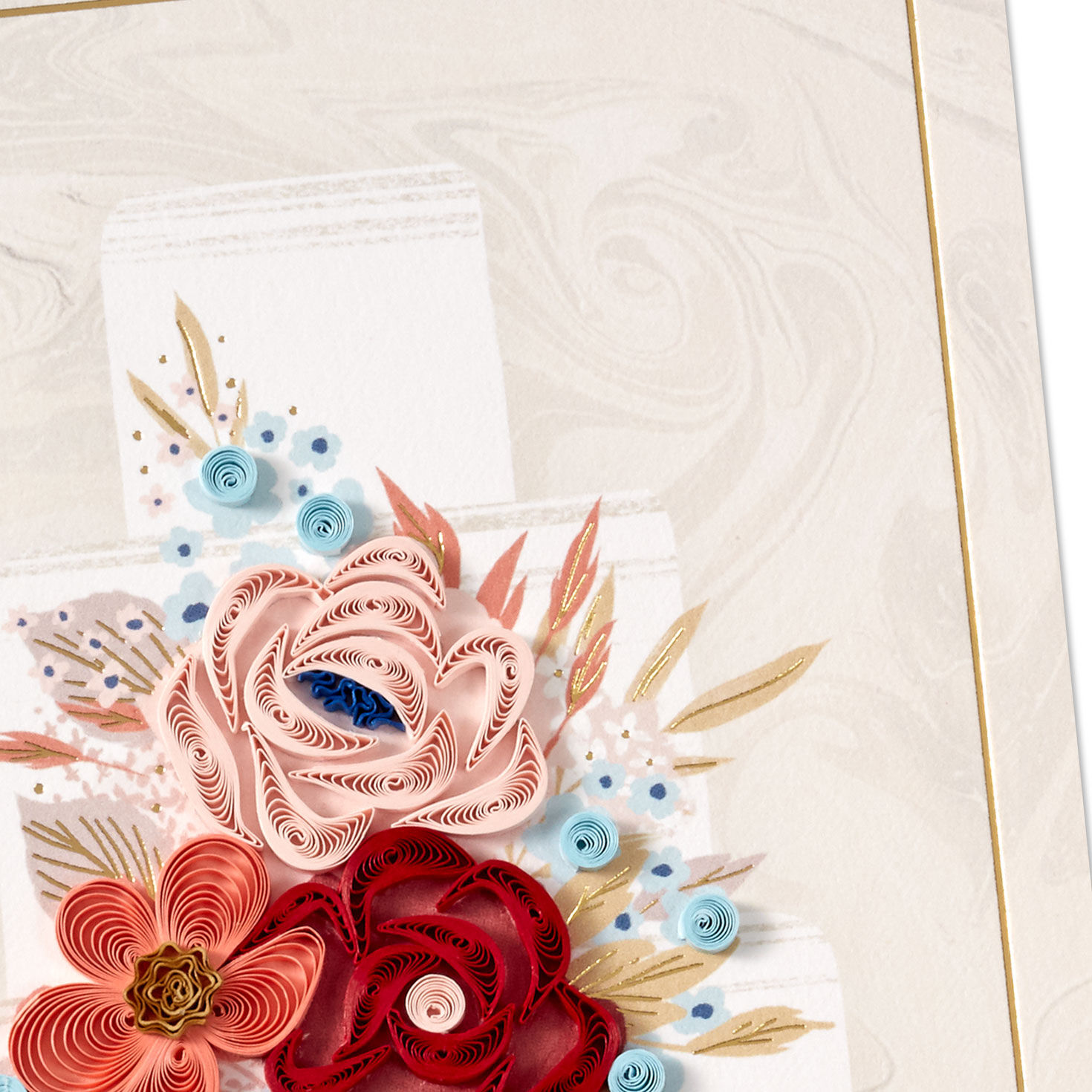 Quilled Flowers Wedding Cake Card Card Front Detail image number 5