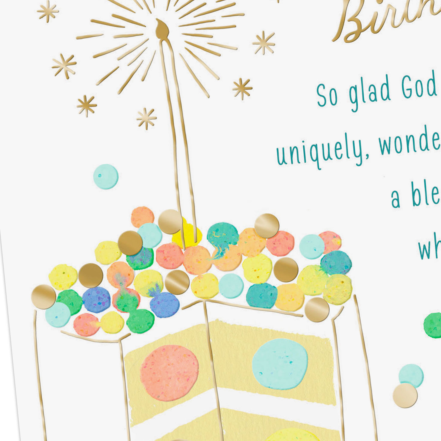 Cake With Confetti and Candle Religious Birthday Card Card Front Detail image number 5