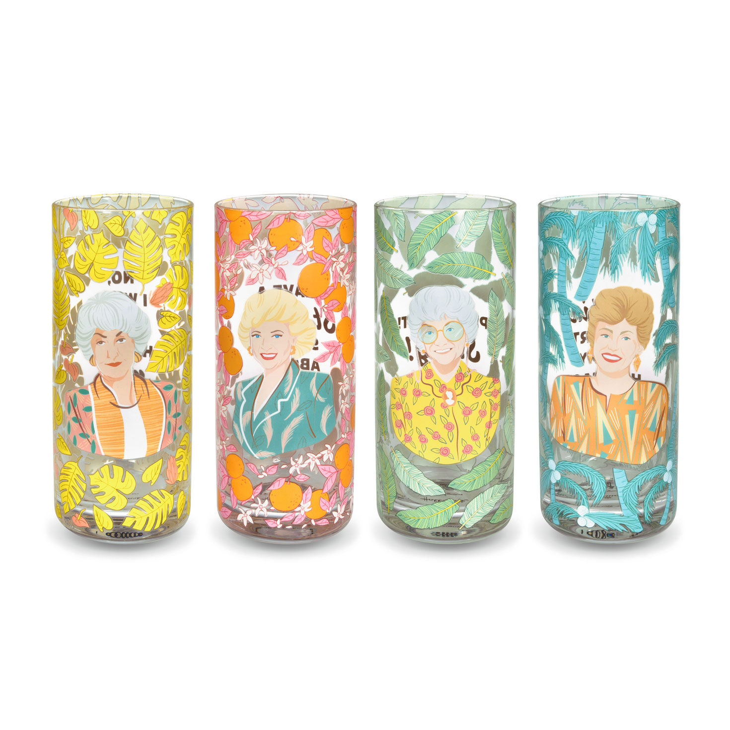 The Golden Girls Cameos and Quotes Drinking Glasses, Set of 4