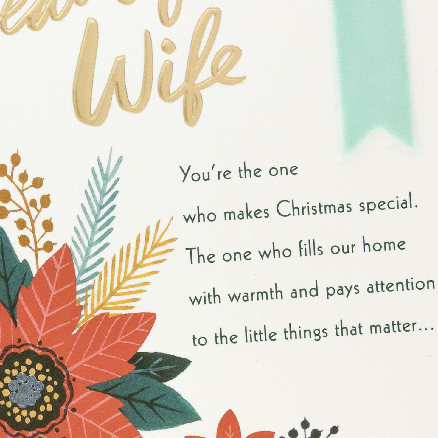 Poinsettia Floral Wife Religious Christmas Card Card Front Detail image number 6