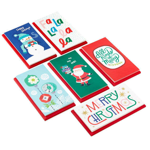 Colorful and Casual Money-Holder Boxed Christmas Cards Assortment, Pack of 36