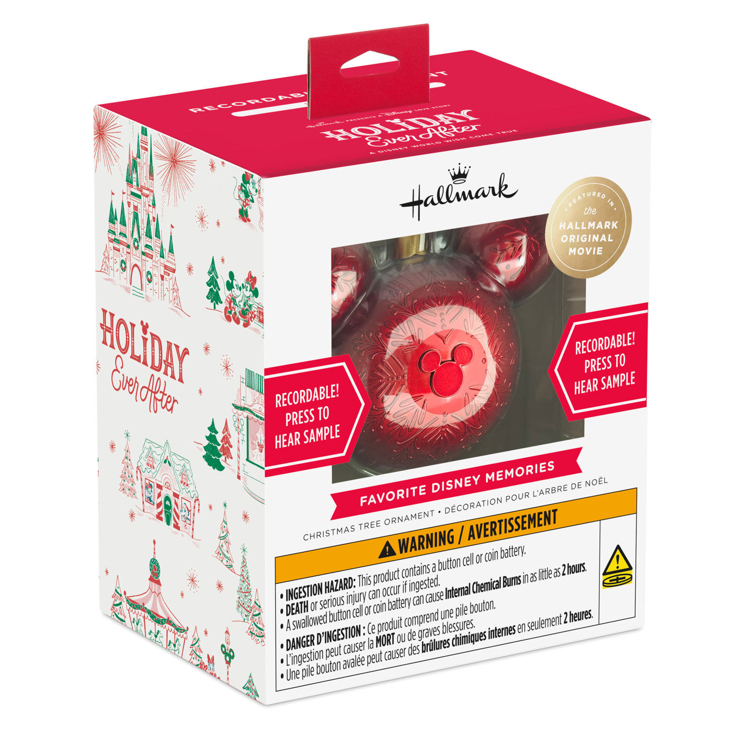 Red Mickey Ears Recordable Hallmark Ornament package front image number 7