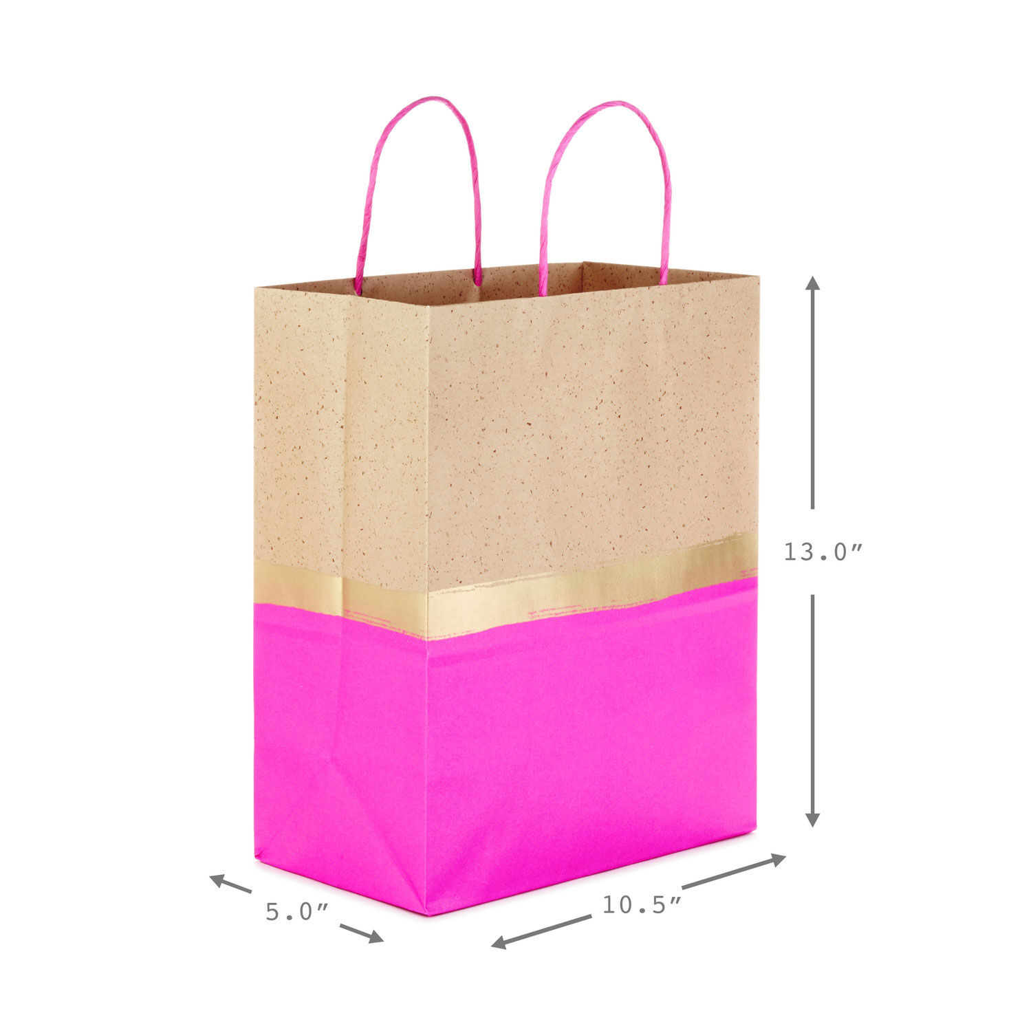 Pink, Gold and Kraft Paper Large Gift Bag Bundle measurement image number 3