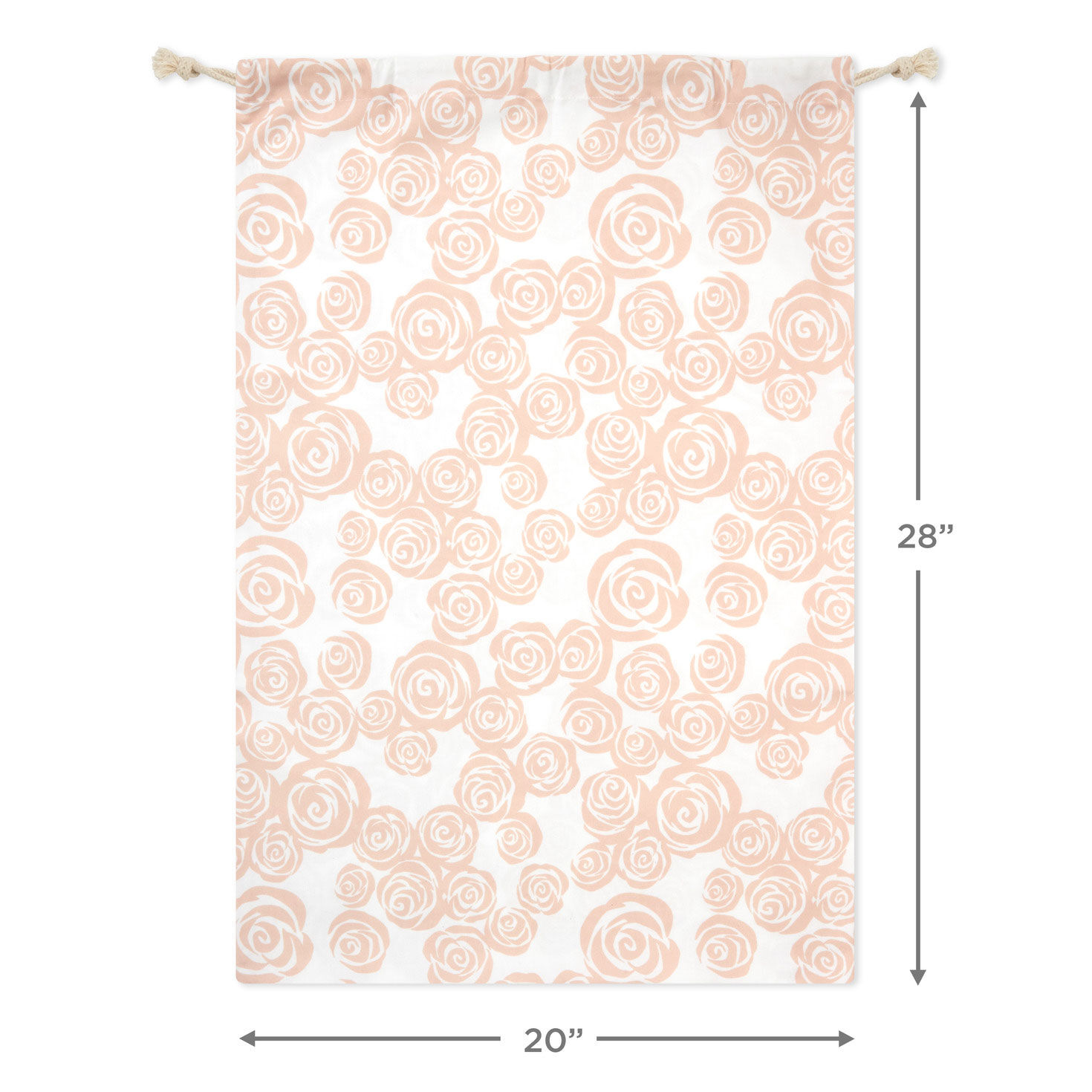 28" Pink Roses on Ivory Wedding Canvas Gift Sack With Gift Tag, , large image number 4