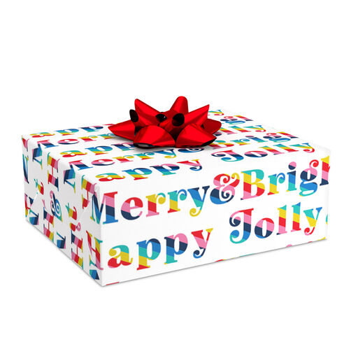 Rainbow Lettering Christmas Wrapping Paper, 40 sq. ft., 