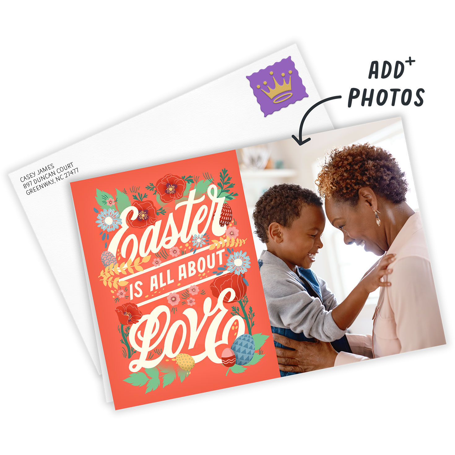 Personalized Flowers & Eggs Love Easter Photo Card  image number 2