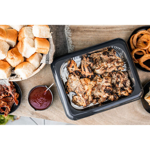 Charcoal Fancy Panz Rectangle Foil Pan 2-in-1 Deep Serving Tray, 