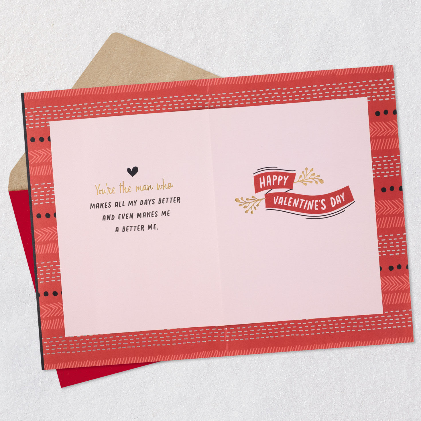 Whimsical Lettering Valentine's Day Card for Him Open card with envelope image number 4