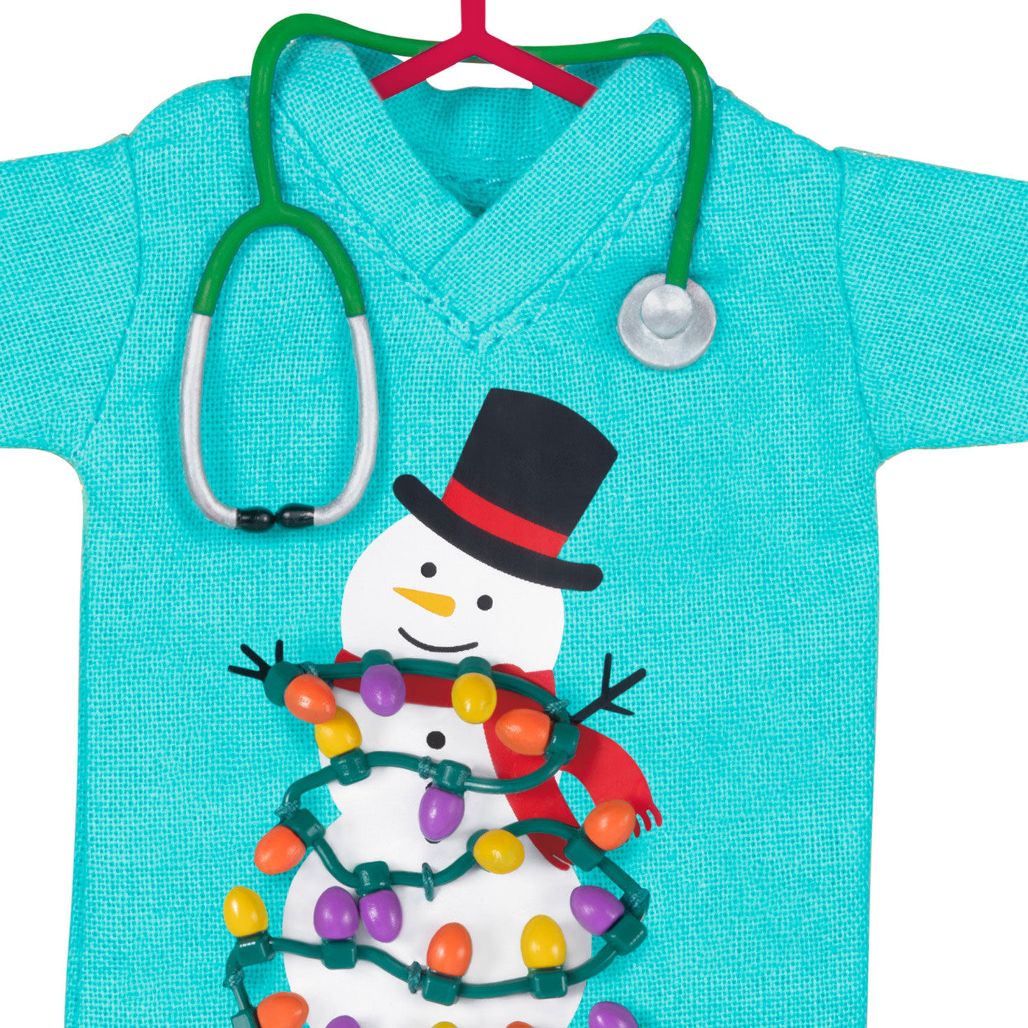 Medical Scrubs With Snowman Keepsake Ornament closeup view image number 5