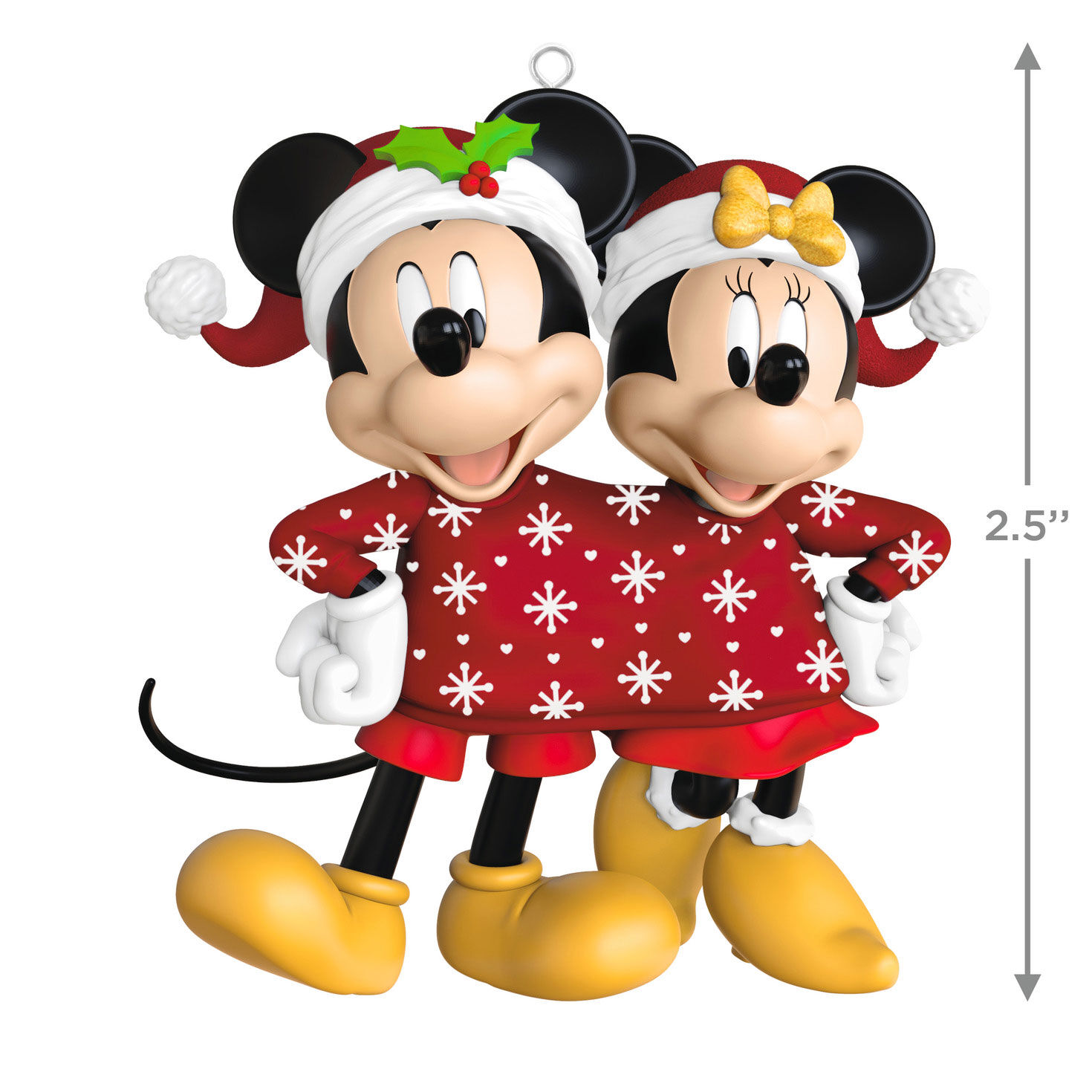Mickey Minnie One Red Sweater Keepsake Ornament measurement image number 3