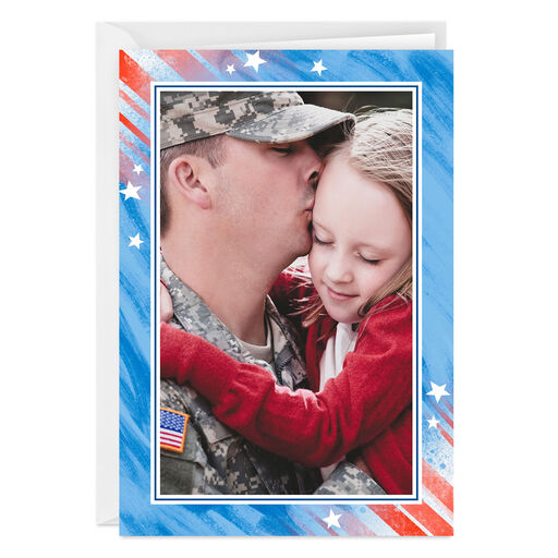 Red, White and Blue Patriotic Folded Photo Card, 