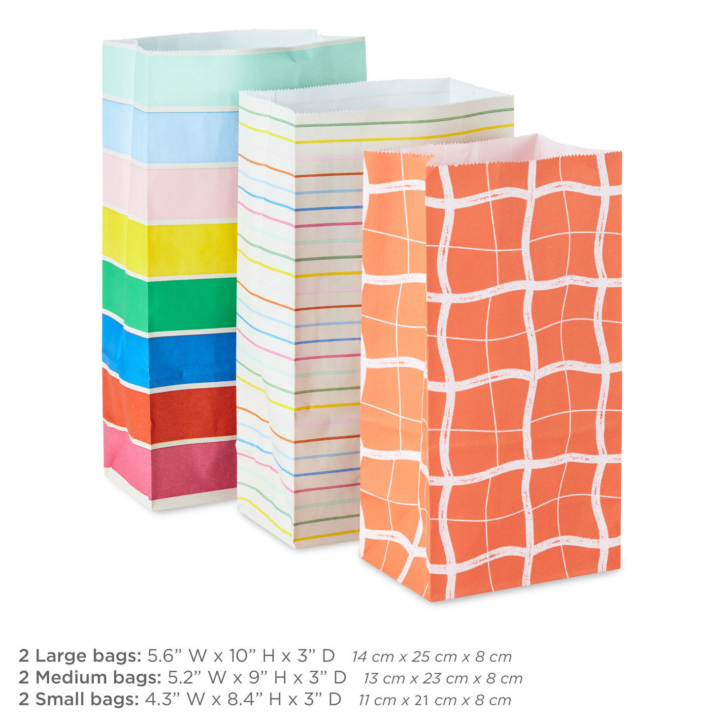 Small, Medium and Large Paper Treat Sacks Set measurement image number 3