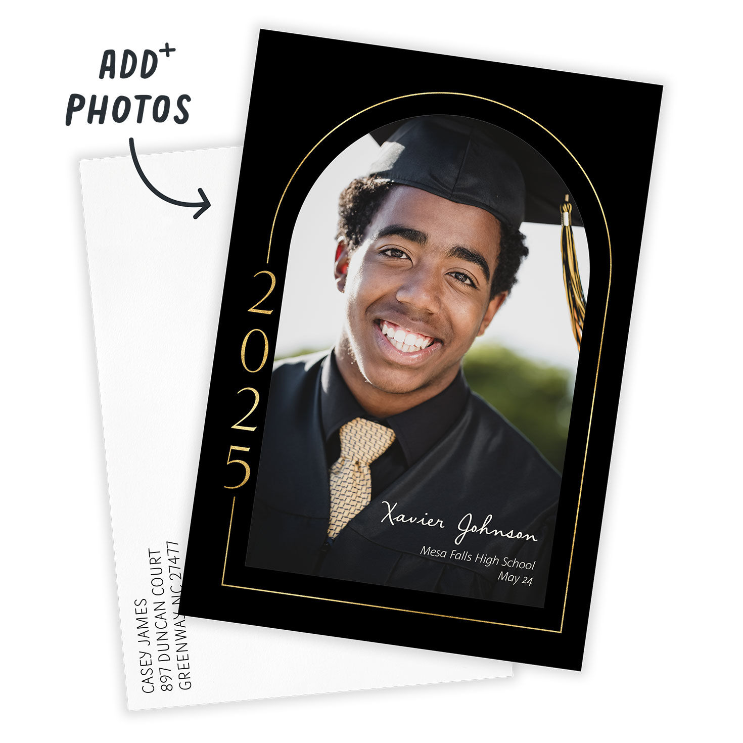 Gold Arch Frame 2025 Graduation Announcement, , large image number 2