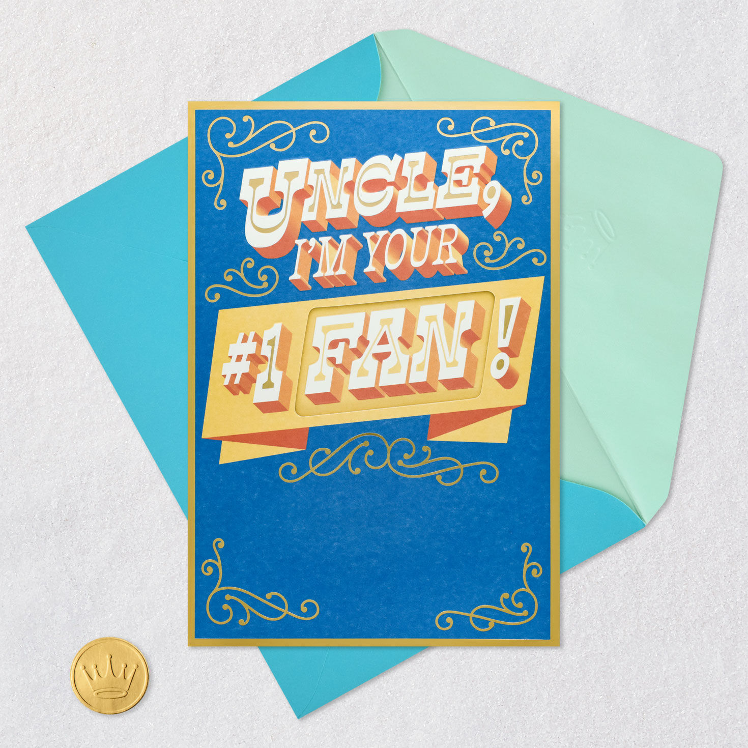Number One Fan Birthday Card for Uncle Card Front with Envelope and Gold Seal image number 4