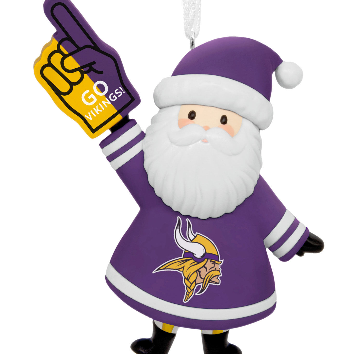 Minnesota Vikings Santa Fan Christmas Ornament closeup view image number 5