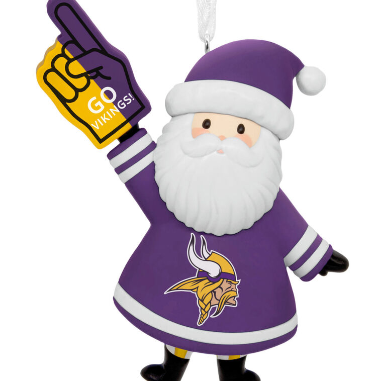 Minnesota Vikings Santa Fan Christmas Ornament closeup view image number 5
